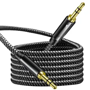 Aux Cord 10ft, 3.5mm Aux  - Nylon Braided Audio  3.5mm Male to Male AUX Cord Compatible with ,Headphones, iPods, iPhones, iPads,Tablets,Laptops,Android  Phones& More (10FT/3M)