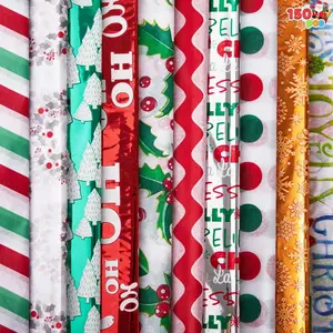 JoyX 150 Sheets Christmas Tissue Paper Bulk 20” x 20” – Assorted Holiday Gift Wrapping Tissue with 10 Festive Designs for DIY Crafts, Gift Bags, and Party Decorations
