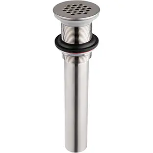 Grid Drain Strainer Assembly Without Overflow for Bathroom Sink, C.O. Plug Grid Lavatory Drain, Bathroom Sink Grid Strainer by Artiwell, Brushed Nickel