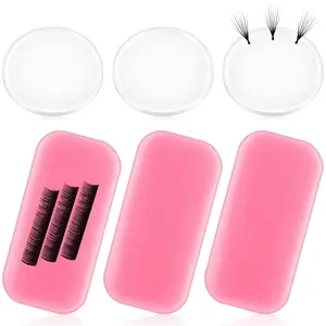 Pink Eyelash Extension Washable Pad Silicone Pads for Lashes Silicone False Eyelash Holder Pads Reusable Extension for Loose Lash Grafting Gasket Pallet Adhesive Eyelash Extension (Pink)