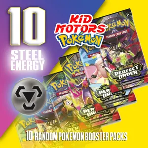 Kid Motors Tv 10 Ten Random Pokemon Booster Packs + 10 Steel Energy Cards