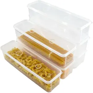 Set of 6 Pasta Storage Containers with Lid Airtight Spaghetti Storage Container Noodle Holder Bpa-Free Rectangular Cracker Chopstick Storage Box for Kitchen Refrigerator Pantry
