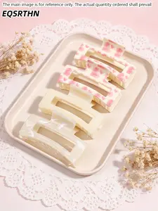 4pcs Pink Heart Acrylic Hair Claw Clips Set, French Large Matte Rectangle Nonslip Jaw Clips Cute Hair Catch Barrettes, Aesthetic Y2K Valentine Mother's Day Gift Hair Accessories for Women Thick Thin Hair, Prom Mom Hair Clip