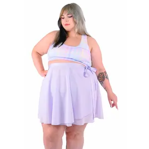 Rainbow Gingham Shorts and Wrap Skirt Set