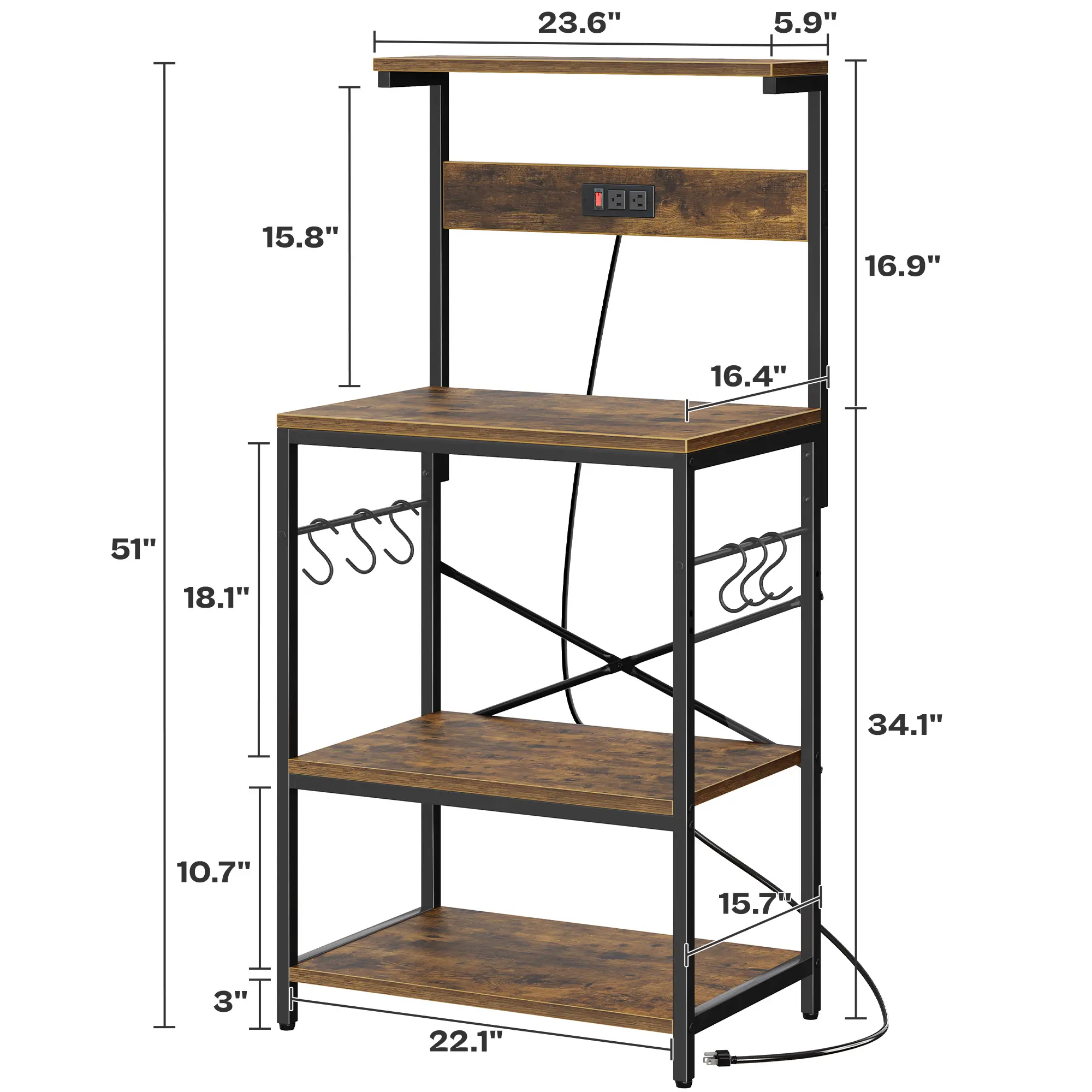 23.6 Inch Rustic Brown  