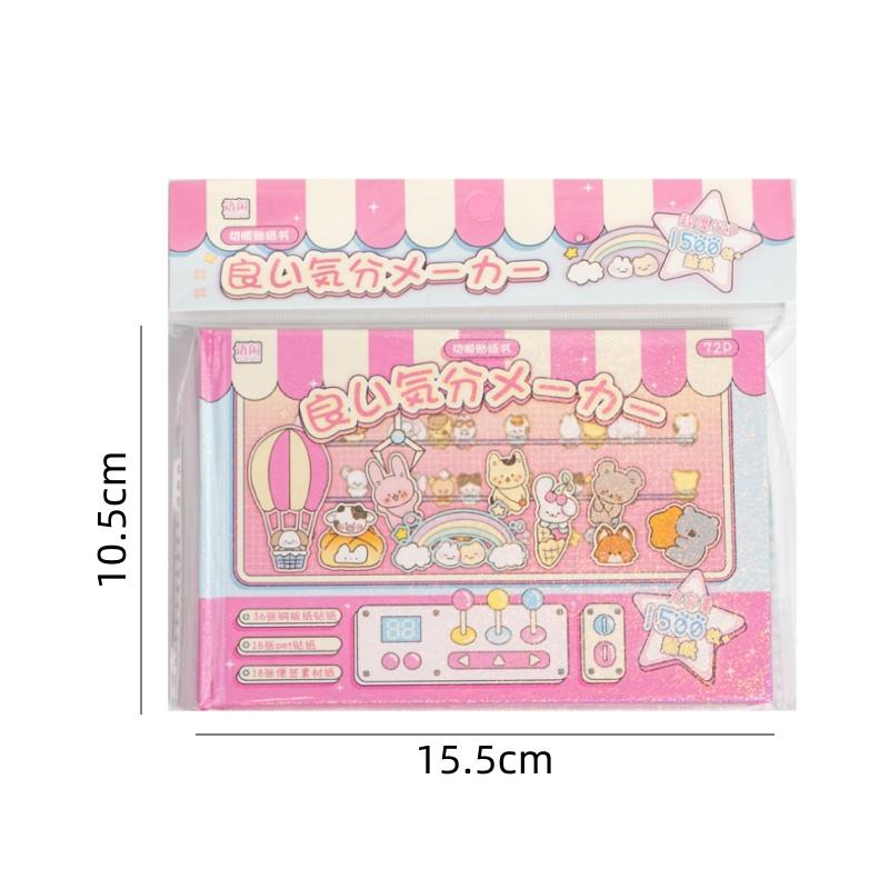 Kawaii Stickers 72sheets/pack Cute cartoon style Mixed materials Multipurpose scrapbook DIY decorative collage