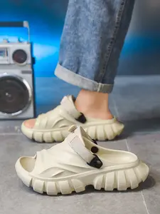 Unisex Functional Strap Slides: Adjustable Velcro, Statement Slides For Streetwear & Cool Outfits