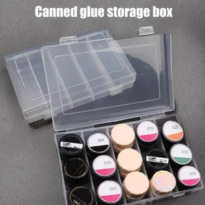 Transparent nail polish glue storage box, stain-resistant, 5 large divided compartments for nail glue storage, spacious organizer for nail desk