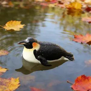 Floating Penguin Decorative Figurine, Fun Garden Pond Decoration, Resin Craft Gift, Water Feature Ornament, Handcrafted Artwork