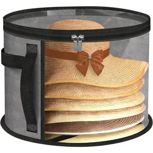 Extra Large Clear Hat Organizer for Travel and Wardrobe, Holds up to 7 Hats, Large Capacity Cowboy Hat Organizer, Oxford Cloth with Carrying Handle, Unisex Hat Box