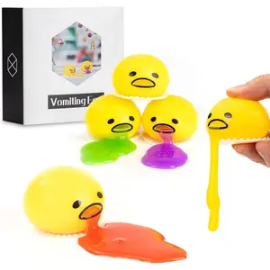 4-Pack Vomiting Egg Stress Ball,Funny Prank Puking Sucking Egg Toy,Fidget Relief Ball Toy, and Christmas Stocking Stuffers(Yellow).