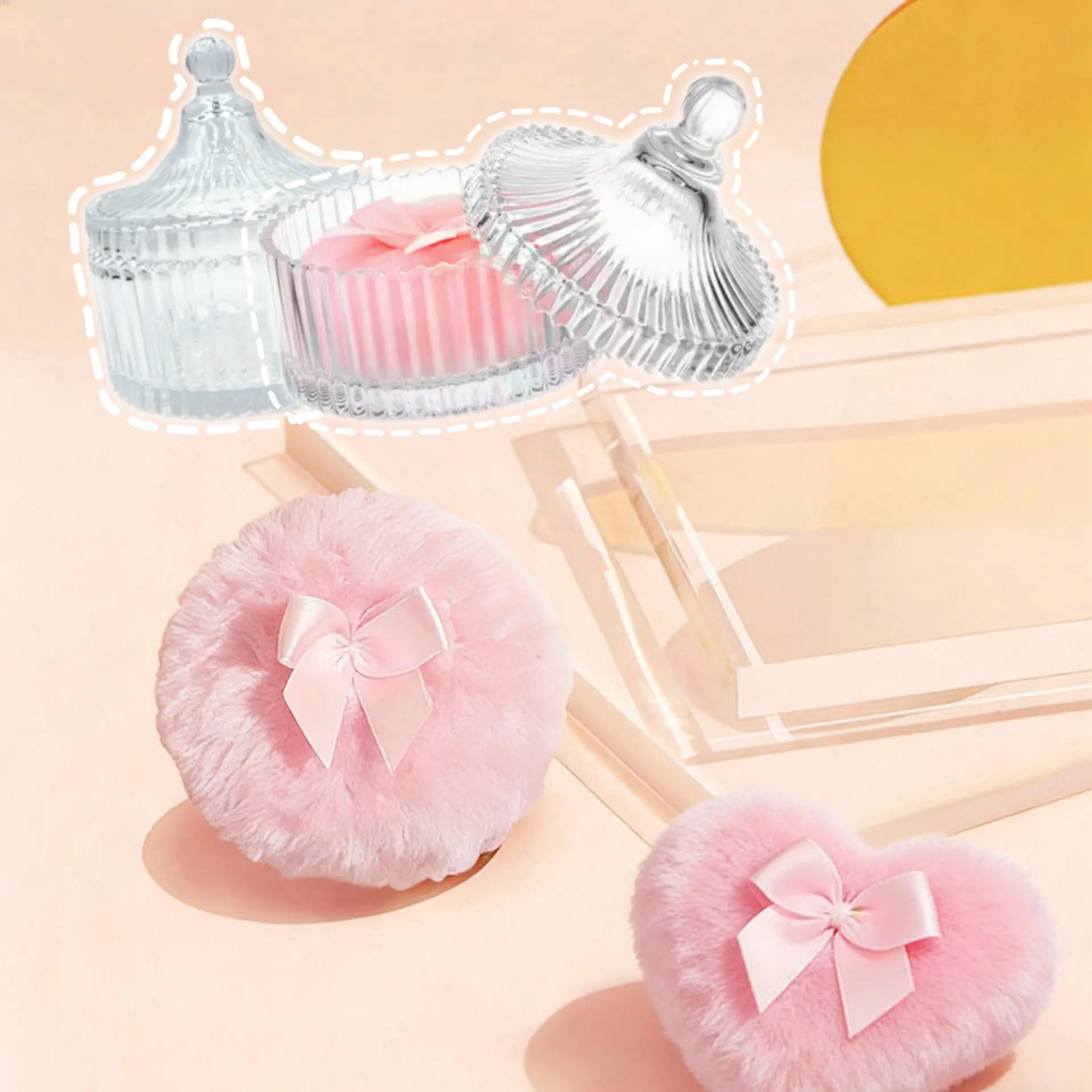Large Body Powder Puff andContainer Set-3PCS Soft WashableReusable Velour Face Body Glitter Puffs forWet Dry Makeup Application