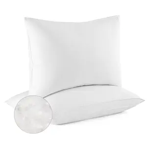Bafode Goose Down Feather Pillows, Soft Bed Pillows Set of 2, 100% Soft Cotton Shell, Gusseted Pillow for Back, Stomach or Side Sleepers