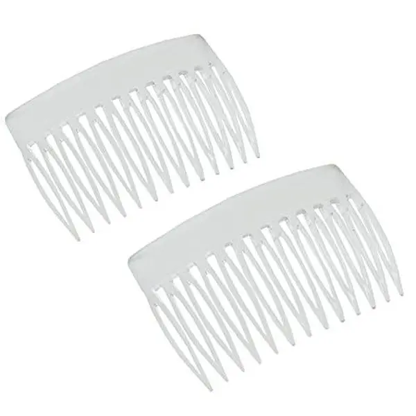 Parcelona French Bold Edge Clear Small Cellulose 13 Teeth Side Hair Combs- 2Pcs