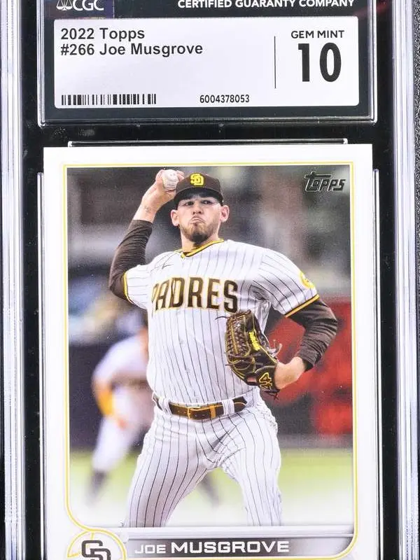 2022 Topps #266 Joe Musgrove Baseball Collectible Card, CGC 10 GEM MINT Pristine Condition, Serial Number 6004378053 for Collectors & Enthusiasts