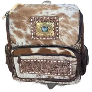 Leather Backpack with Multiple Compartments for Travel and Everyday Use