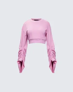 Una Pink Stacked Sleeve Sweatshirt