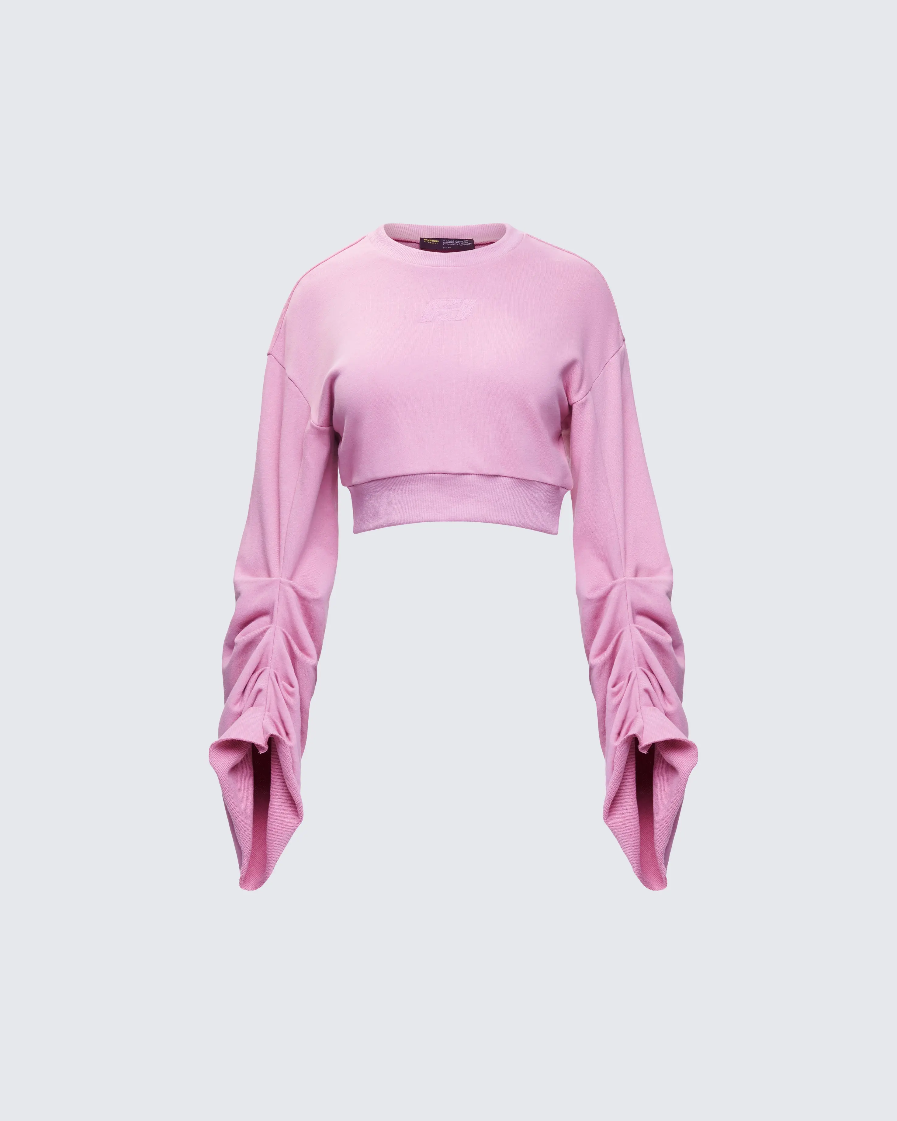 Women's Casual Cropped Ruched Cotton Hoodie - Long Sleeve Stacked-Sleeve Fit Pullover Top, Blush Pink Women's Clothes