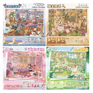 Aesthetic PET Sticker Kit    [3D Cozy World Series] - Beach Vacation, Cat Room, Specimen Workshop, Tarot Witch Room | DIY Scrapbook Journaling Supplies Free Tweezers Special Sales   | Fast Shipping US Warehouse