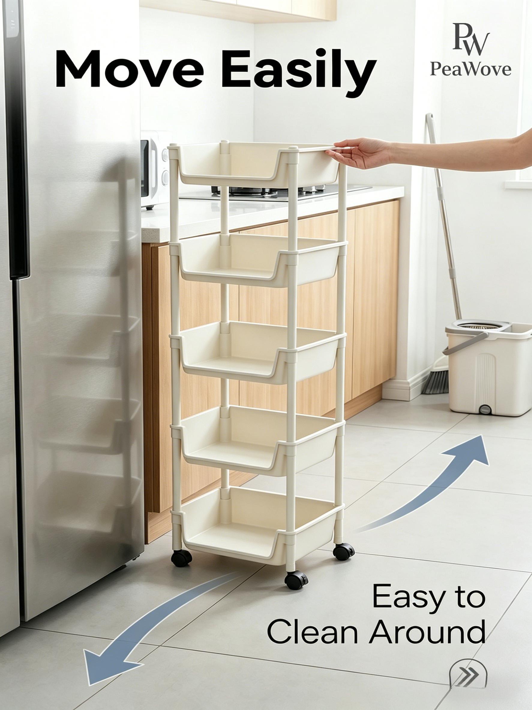PeaWove Multifunctional Multi-Layer Plastic Storage Cartwith Wheels, Layered Shelf Organizer for BedroomKitchen Bathroom Living Room, AdjustableStanding Shelf Suction Cup Sponge Holder for Kitchen Sink semiannual sale 2026 easy install kit glove clip cas PeaWove Multifunctional Multi-Layer Plastic Storage Cartwith Wheels, Layered Shelf Organizer for BedroomKitchen Bathroom Living Room, AdjustableStanding Shelf Suction Cup Sponge Holder for Kitchen Sink semiannual sale 2026 easy install kit glove clip cas