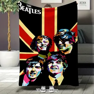 Beatles-themed flannel blanket, super soft sofa throw, large size, suitable for sofas, beds, travel, birthday and Valentine's Day themed gifts.
