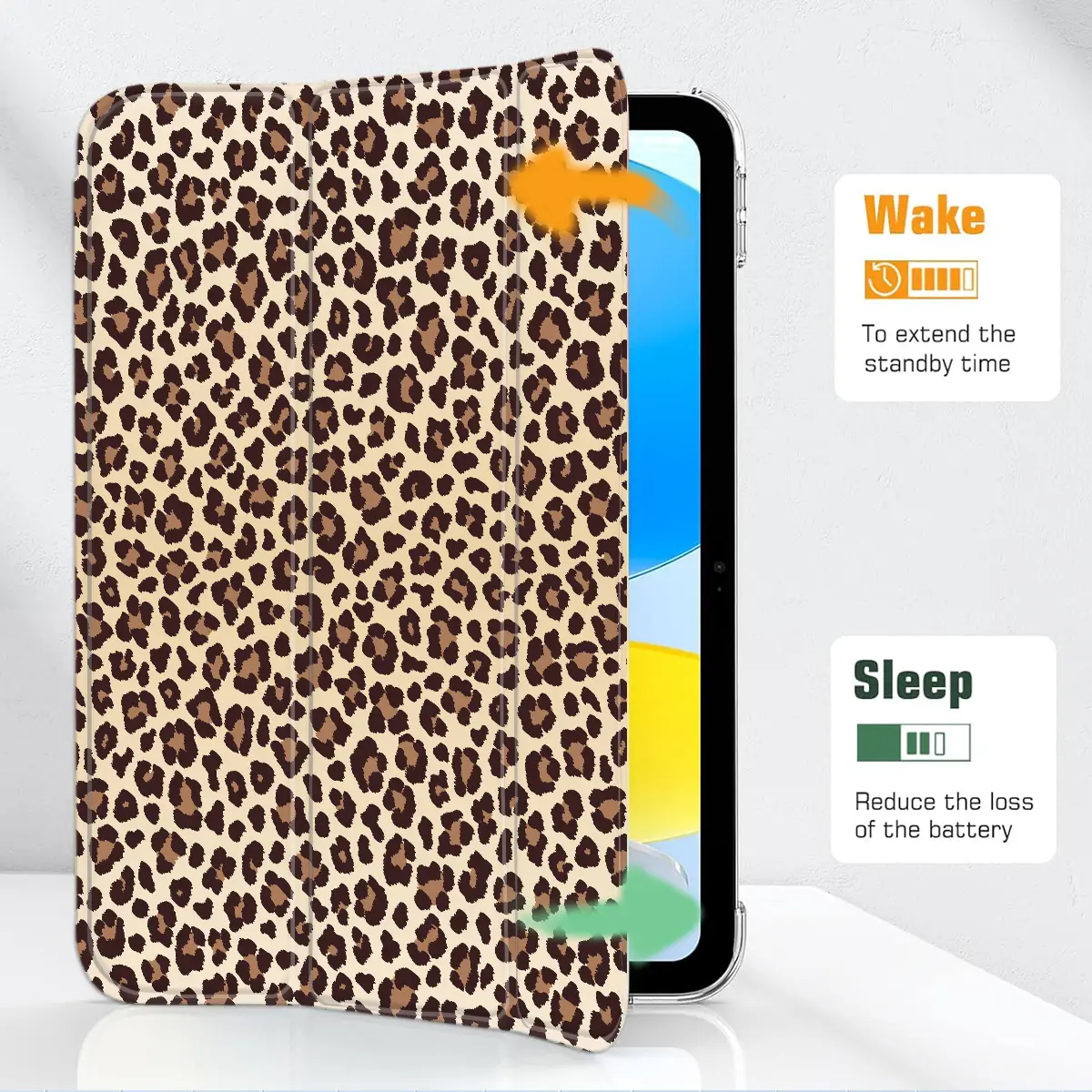 Classic Leopard Case for iPad  2025 / iPad air 6/ iPad mini 6, Slim Stand Cover with Soft Translucent Frosted Back Pencil Slot