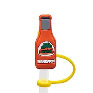 STAW TIP CAPS -Silicone - Straw Tips Cover Reusable Drinking Tips- (MANDARIN), 2.3 CM Drinkware