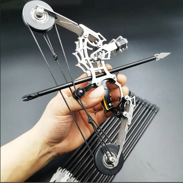 Mini Compound Bow Set with 12 Stainless Steel Arrows - Pocket Archery Toy, Adult Stress Relief Shooting Desk Gadget, Unique Birthday Gift for Him, Gifts For Him, Birthday Gifts For Him
