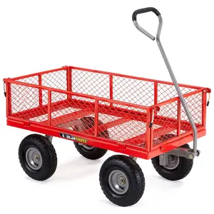 Gorilla Cart 800 Pound Capacity Heavy Duty Steel Mesh Utility Wagon Cart, Red