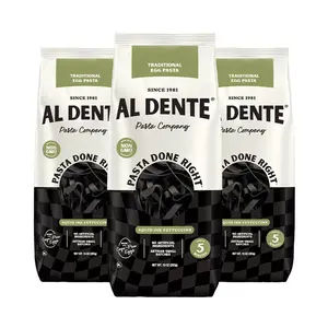 Al Dente Traditional Squid Ink Fettuccine, Cage-Free Eggs, Non-GMO, Artisanal, Homemade Taste & Texture (pack of 3)