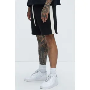 Tyson Oversized Heavyweight Striped Shorts - Black
