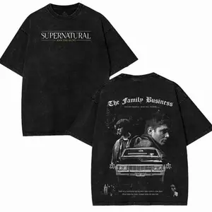 Supernatural Washed T-Shirt, Supernatural Vintage Washed T-Shirt, Gift For Woman and Man Unisex Washed graphic T-Shirt Casual Cotton Fashion Top Fabric y2k,soulja,concert,Halloween,Gothic,Vintage,Streetwear Graphic 9JG HCK
