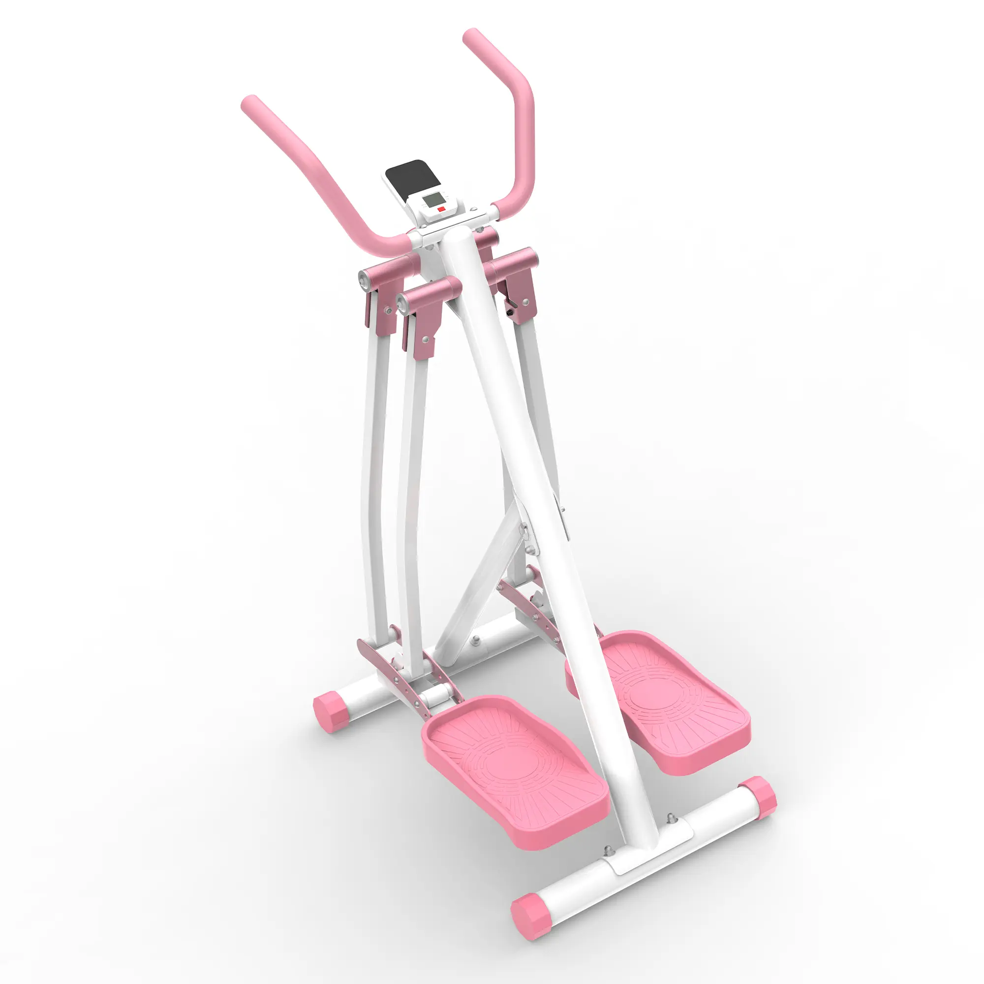 SP Q235 Steel Frame Air Walk Elliptical, 27.2"L x 19.7"W x 43.3"H, 28.66LB Portable Elliptical Machine, Non-Slip Pedals & LCD Tracker, Pink/Black