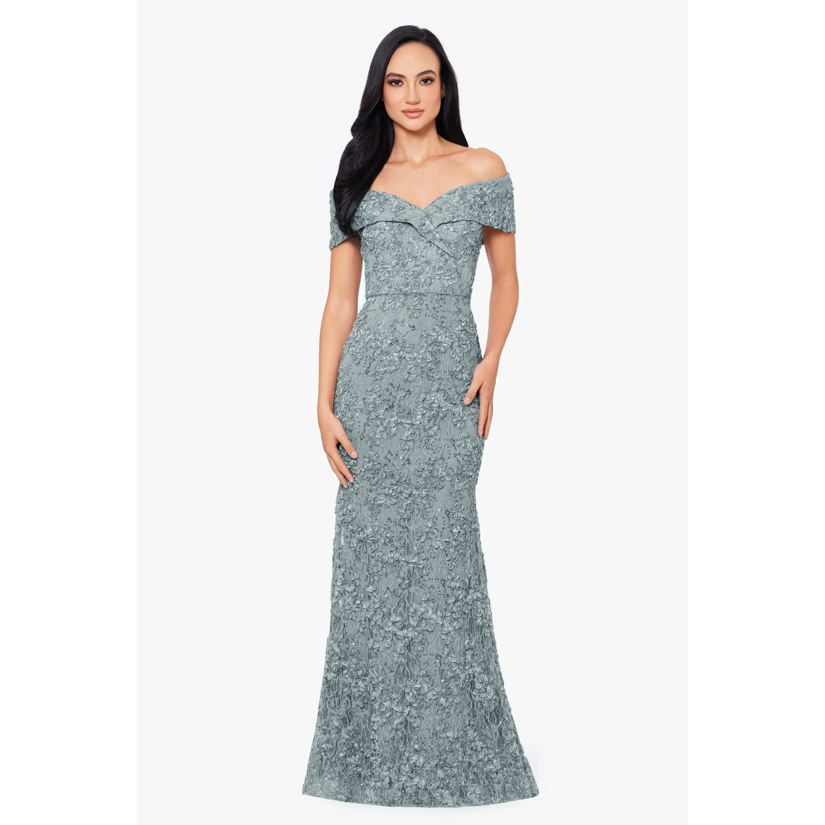 Xscape Evenings "Jill" Off the Shoulder Lace Gown 4618X - TikTok Shop