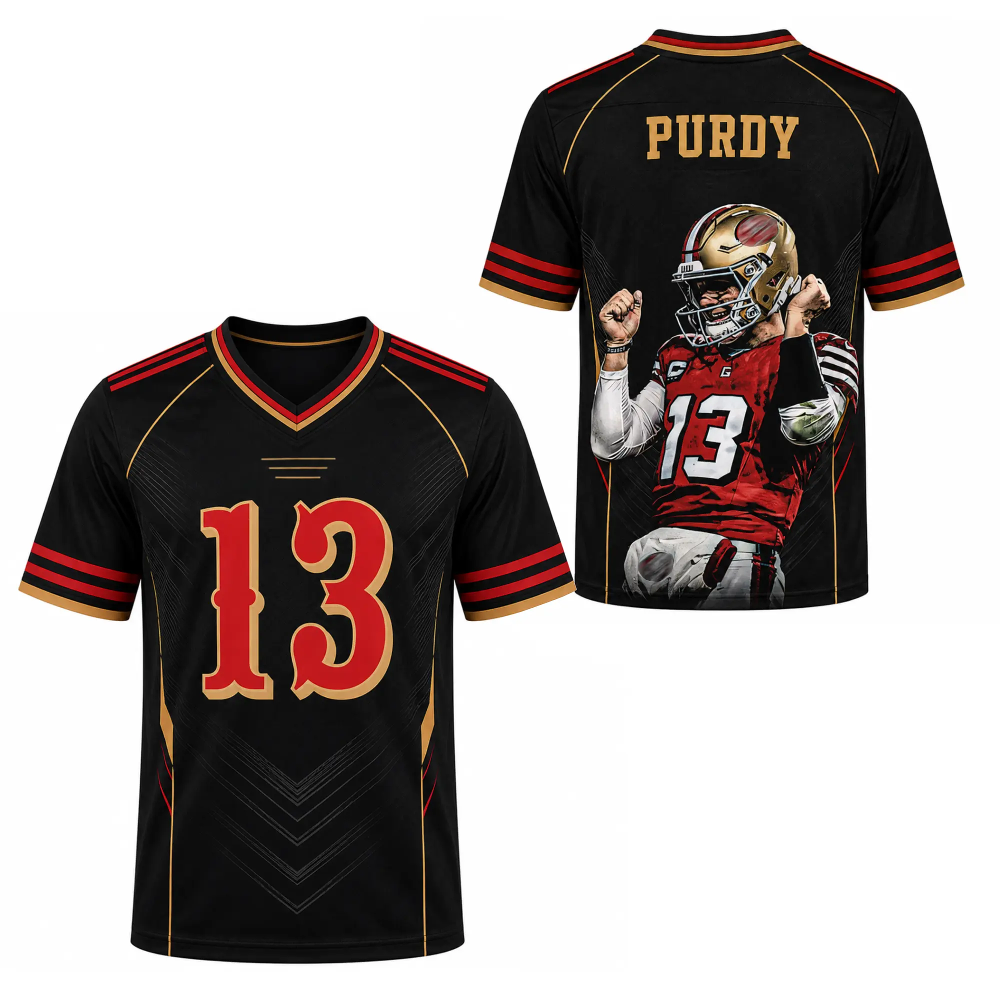 Brock Purdy 13 'Dougie' Inspired Jersey, Premium 3D Football Shirt, Breathable Unisex Sports Jersey, Niner Gang Fan Gift