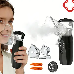 Handheld Mesh Steam Mask with Automatic Cleaning Rechargeable Humidifier, LED Interface, 2 Face Mask Sizes, Duckbill Attachment