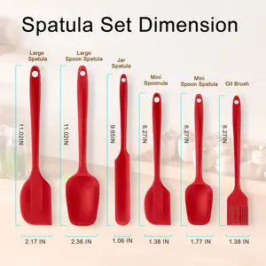 【DealsForYouDays】6-Piece Silicone Spatulas Set - Heat-Resistant, Seamless Rubber Spoonula, Non-Stick Scrapers for Baking, Cooking - Black/Red Kitchenware Gift