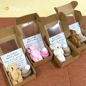 1pc Pocket Teddy Bear Gift Set, cute stuffed felt bear with inspirational card in gift box, unique and romantic keepsake for daughter, kids, or loved ones, perfect for Christmas, birthday, holiday, or memorial occasions to share love and comfort.