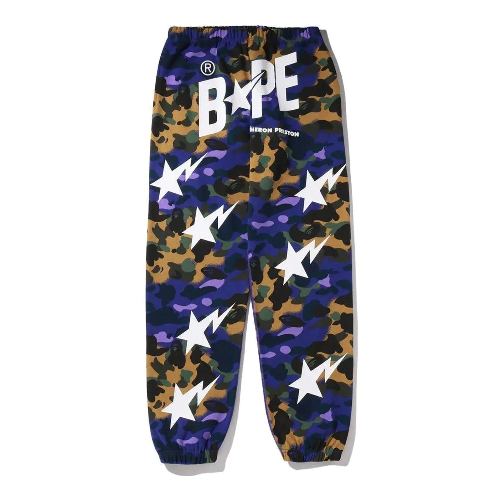 Men's Bape x Heron Preston 1st Camo Mix Sweat Pants - 100% Authentic Casual Menswear Bottoms, Camo Print Trousers, XXL