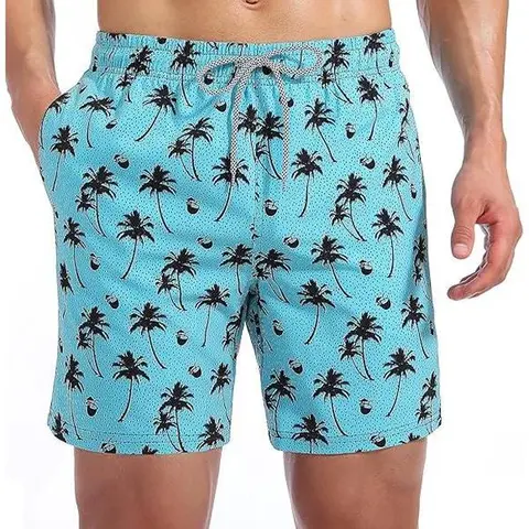 Mens Swim Trunks Quick Dry Swim Shorts Mesh Lining Swimwear Bathing Suits with Pockets Clothing Beach Drawstring Tropical