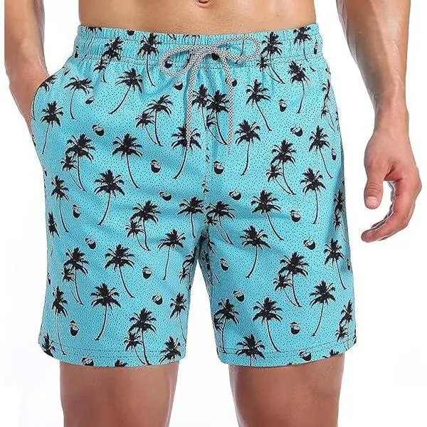 Mens Swim Trunks Quick Dry Swim Shorts Mesh Lining Swimwear Bathing Suits with Pockets Clothing Beach Drawstring Tropical