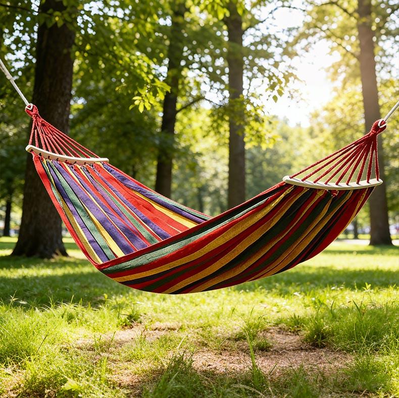 Cotton Canvas Hammock, Comfortable Fabric Camping Hammock with Tree Straps, Up to 450lbs with Travel Bag for Camping Outdoor/Indoor Patio Backyard