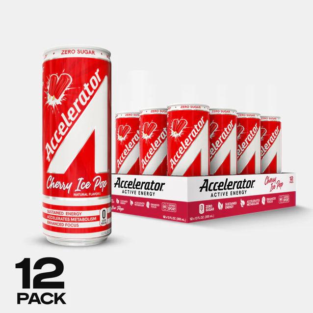 ACCELERATOR CHERRY ICE POP 12 ct/12 oz ZERO SUGAR ENERGY DRINK