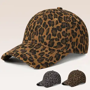Vintage Leopard Print Baseball Cap Distressed Ripped Dad Hat Trendy Fashion Casual Versatile Outdoor Streetwear Sun Protection for Women