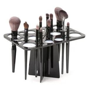 Makeup Brushes Drying Rack, Brushes Dryer, Collapsible Holder Stand Tree Tray Support Display for Makeup Artist Nail Brushes Paintbrushes Makeup Lovers, 28 Slot, Black, Unisex