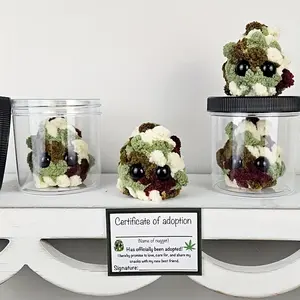 Handmade Tin Nuggets Plush Ornament: Soft, Waxy, Cute Yarn, Weed Block Plush - Suitable for ages 14 and above Crocchet Adorable Stuffed Bouquet Interactive Realistic Bunny Fluffy Bunny Pompom