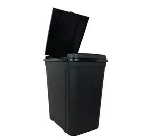 7.6 Gallon Kitchen Trashcan, Plastic Touch Top Lid, Black, Size: 14.17" L x 10.62" W x 16.92" H