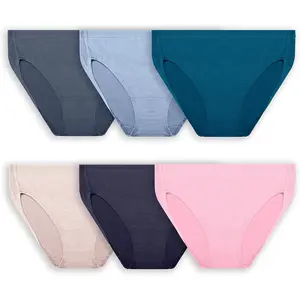 FRUIT OF THE LOOM Women's Plus Size Fit for Me Breathable Micro Mesh Hi-Cut Panties, Assorted 6-Pack