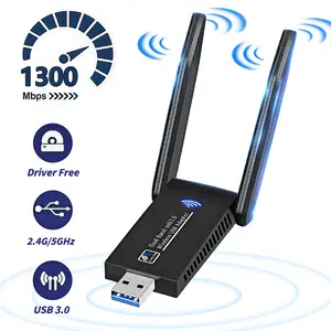 1300mbps USB WiFi Adapter for Desktop Computers, Supports 5g & 2.4g WiFi, USB 3.0 Wireless Adapter with Antenna, Compatible with Win11/10/7