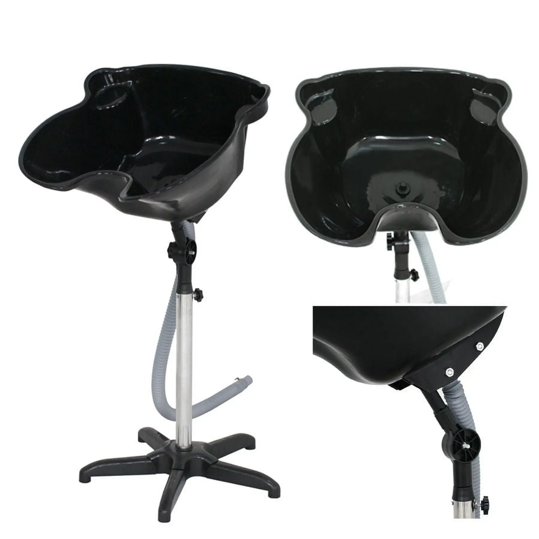 LEMY Portable Height Adjustable Shampoo PP Bowl Basin Sink Hair Salon Treatment Tool with Swivel Stand & Drain Hose for Professional Use